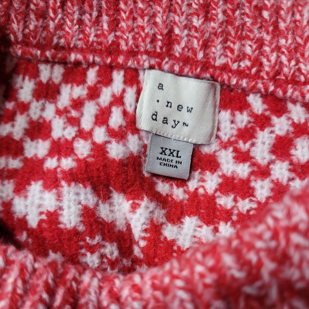 a new day Red and White Nordic Crew Neck Holiday Cheer Sweater Size XXL - Picture 5 of 6